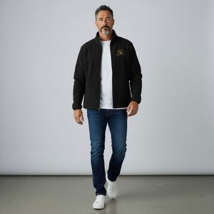 Adjac Men's Fleece Navy Jacket Davis Bonny Bay Wabigoon Lake Canada Full Zip Med